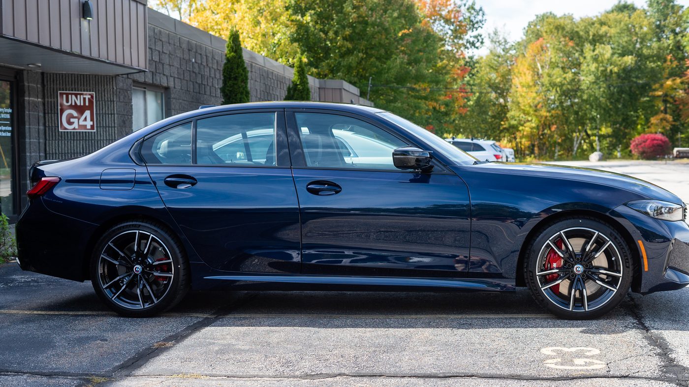 Dark blue BMW with a showroom shine after professional detailing at IMS Detailing